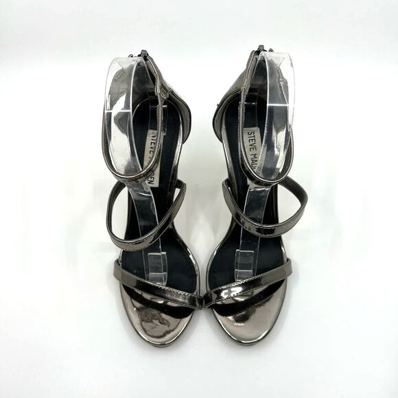 Steve Madden Silver Metallic Stiletto Heels Sandal Women's 6.5 US - Picture 4 of 9